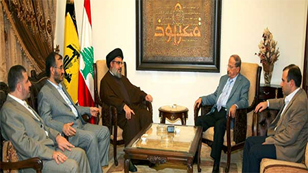 Hassan Nasrola reunido con Michael Aoun